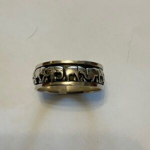 Sterling Silver Elephant  Spinner Band Ring - Rolling Elephant Design